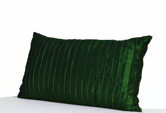 Emerald Green Faux Silk Pillow Cover, Lumbar Pillow, Navy Cushion Black Decorative Throw Christmas Xmas Gifting Ideas - image 1