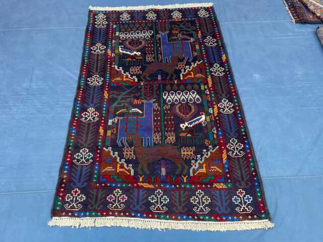 4x6 Afghan Pictorial Rug, Tribal Handmade Wool Area Carpet - image 1