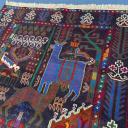 4x6 Afghan Pictorial Rug, Tribal Handmade Wool Area Carpet - thumbnail 3