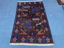 4x6 Afghan Pictorial Rug, Tribal Handmade Wool Area Carpet - thumbnail 1