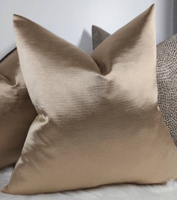 Glamorous Satin Luxury Cushion Cover Champagne Gold Fabric, Elegant Home Decor Throw Pillow Cover Accent Sham - image 1