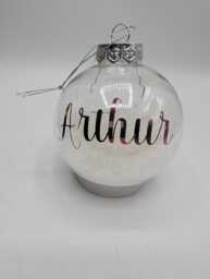 Personalised Snow Christmas Bauble, First Christmas, Custom Memorial Tree Decoration, Ornament