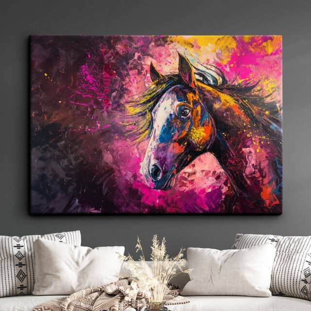 Horse Abstract Painting Framed Poster Print & Canvas Wall Decor Art Bedroom Home Living Room Rider Gift Idea - image 1
