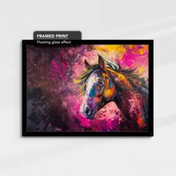 Horse Abstract Painting Framed Poster Print & Canvas Wall Decor Art Bedroom Home Living Room Rider Gift Idea - thumbnail 2
