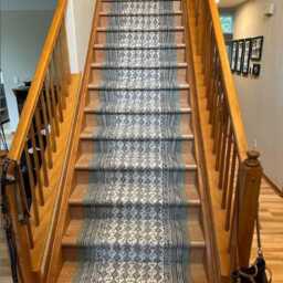 Hand Block Printed Cotton Runner Rug, Green Kilim, Hallway Patio Decor - thumbnail 2