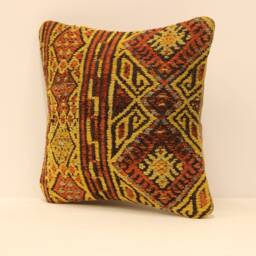 12x12 Kilim Pillow Case, Boho Throw Cover, Turkish Lumbar Pillow, Wool Cover, Kilim Cover, Decorative Cover, 4Of-22 - thumbnail 3
