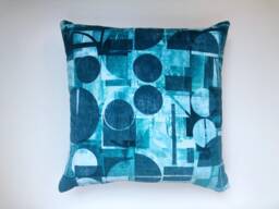 Velvet Harlequin Segments Cushion, Teal Emerald Blue Turquoise, Abstract Modern Geometric, Luxury Pillow, Retro Style