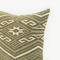 Handwoven Kilim Pillow Cover, Tai Lu Hill Tribe Cotton, Green Geometric - 20x20 - thumbnail 4