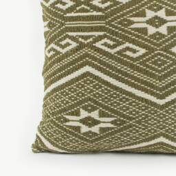 Handwoven Kilim Pillow Cover, Tai Lu Hill Tribe Cotton, Green Geometric - 20x20 - thumbnail 2