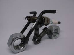 Motorcycle, Up Cycled Spark Plug Bike, Recycled Metal Miniature Motorbike Model - thumbnail 1