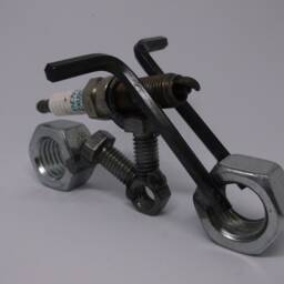 Motorcycle, Up Cycled Spark Plug Bike, Recycled Metal Miniature Motorbike Model - thumbnail 2