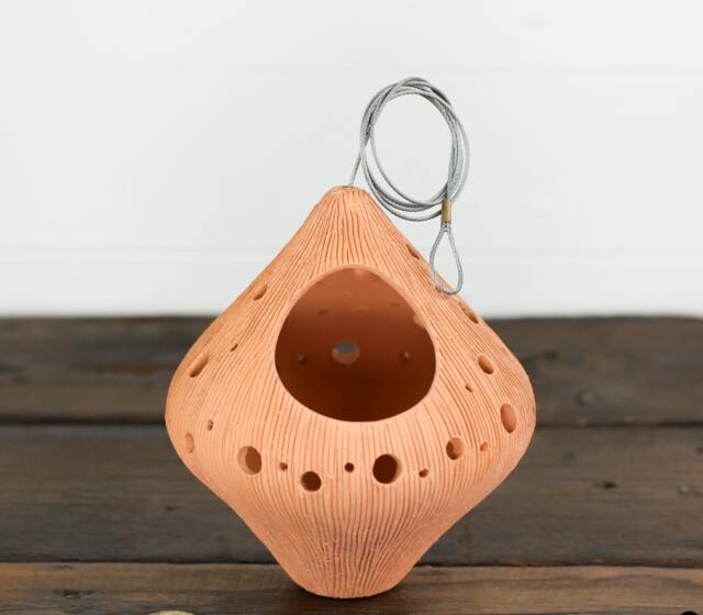 Handmade Terracotta Hanging Planter - Octahedron Garden Decor - image 1