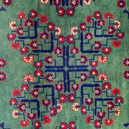 6x10 Handwoven Green Afghan Bukhara Rug Geometric Wool Tribal Carpet, Bedroom Boho Decor - thumbnail 3