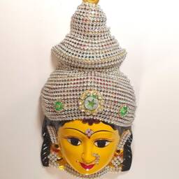 Goddess Lakshmi - For Varalakshmi Pooja , Diwali Or Wall Hanging Face Stone Decorated Solid Alloy Built To Last - thumbnail 3