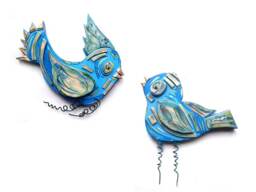 Custom Love Birds Wall Sculpture, Ceramic & Wood, Couple Gift
