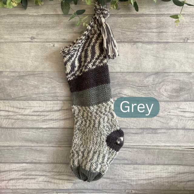 Handcrafted Fair Isle Christmas Stocking, Neutral Farmhouse Decor For Holiday Mantle Display - image 1
