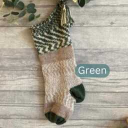 Handcrafted Fair Isle Christmas Stocking, Neutral Farmhouse Decor For Holiday Mantle Display - thumbnail 3