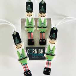Cute Nut Cracker Fused Glass Toy Solider Christmas Decoration, Tree Decor, Cornish - thumbnail 2
