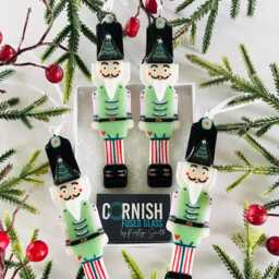 Cute Nut Cracker Fused Glass Toy Solider Christmas Decoration, Tree Decor, Cornish - thumbnail 3