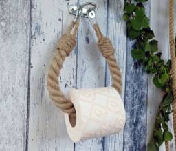 Rope Carabiner Toilet Paper Holder Nautical Jute Bathroom Decor - thumbnail 1