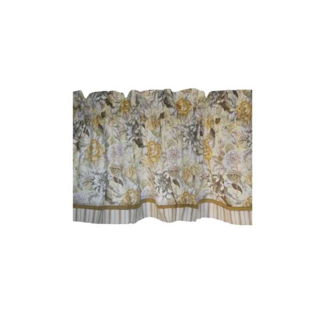 Yellow Floral Valance 17x44 - Waverly Inspirations Gold Flowers - Handmade Rod Pocket Window Topper Curtain Drapes Home D??cor Custom Jobs - image 1