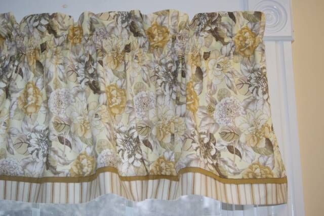 Yellow Floral Valance 17x44 - Waverly Inspirations Gold Flowers - Handmade Rod Pocket Window Topper Curtain Drapes Home D??cor Custom Jobs - image 1