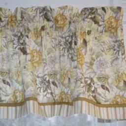 Yellow Floral Valance 17x44 - Waverly Inspirations Gold Flowers - Handmade Rod Pocket Window Topper Curtain Drapes Home D??cor Custom Jobs - thumbnail 2