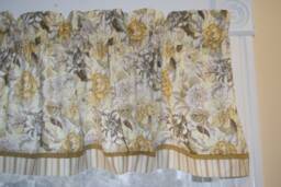 Yellow Floral Valance 17x44 - Waverly Inspirations Gold Flowers - Handmade Rod Pocket Window Topper Curtain Drapes Home D??cor Custom Jobs - thumbnail 1
