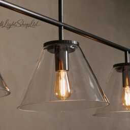 3-Light Linear Kitchen Island Chandelier - Modern Industrial Black Pendant Light With Clear Glass Cone Shades Farmhouse Dining Fixture - thumbnail 3