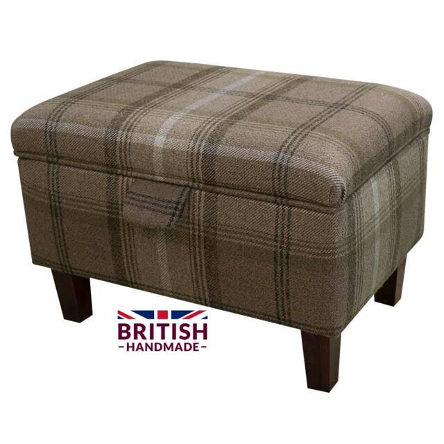 Handmade Tartan Storage Ottoman Footstool - image 1