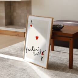 Feelin' Lucky Print, Ace Of Hearts Playing Card Poster, Quirky Wall Art, Bar Decor, Kitchen Aesthetic Unframed - thumbnail 2