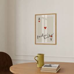 Feelin' Lucky Print, Ace Of Hearts Playing Card Poster, Quirky Wall Art, Bar Decor, Kitchen Aesthetic Unframed - thumbnail 3