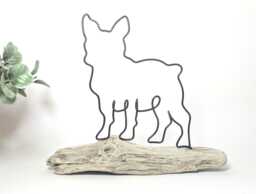 Handmade Wire French Bulldog On Driftwood, Personalised Dog Lover Gift - thumbnail 1