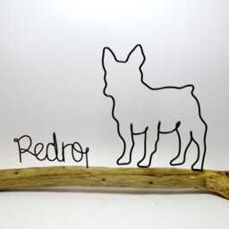 Handmade Wire French Bulldog On Driftwood, Personalised Dog Lover Gift - thumbnail 2
