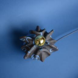 Handmade Ceramic Table Lamp, Dark Brown Blue Ornaments, Underwater Inspired Accent Lighting - thumbnail 2