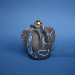 Handmade Ceramic Table Lamp, Dark Brown Blue Ornaments, Underwater Inspired Accent Lighting