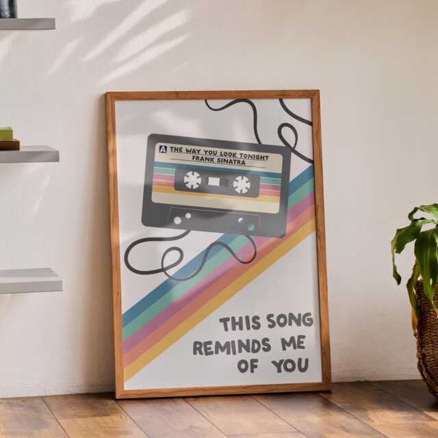 Personalised Cassette Tape Anniversary Print - Custom Song Poster - image 1