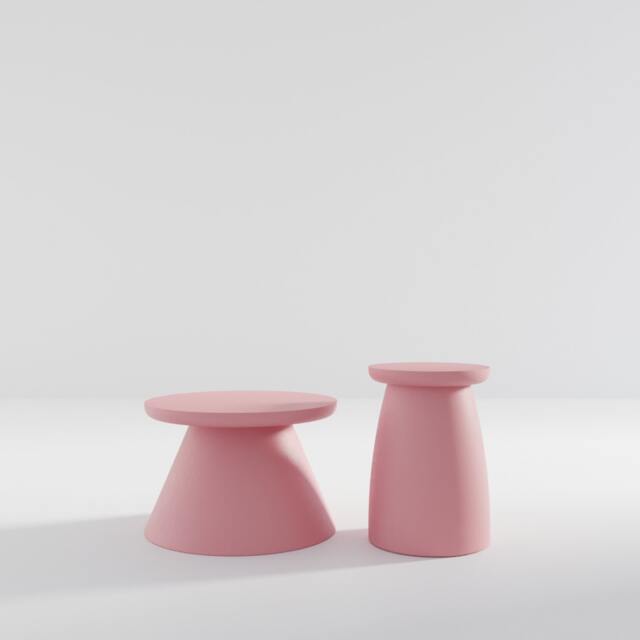 Japandi Style Coffee Table Set Antique Pink Kopar Side Tables - image 1
