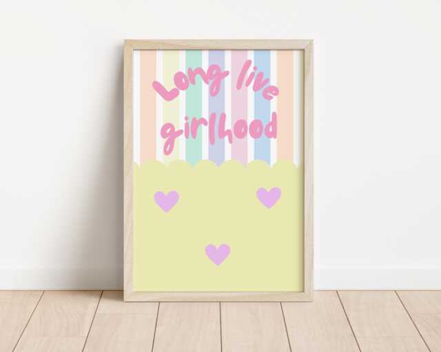 Girls Pastel Bright Wall Print long Live Girlhood - image 1