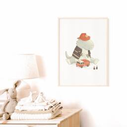 Fireman T-Rex Nursery Art Print, Kids Room Decor - thumbnail 2