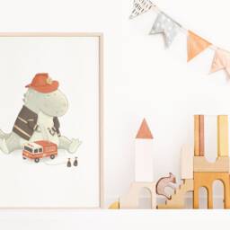 Fireman T-Rex Nursery Art Print, Kids Room Decor - thumbnail 3