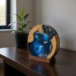 Galaxy Resin Lamp Interstellar Wood & Led Night Light - thumbnail 4