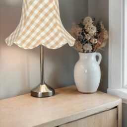 Beige Gingham Check Lampshade Handmade For Table & Floor Standard Lamps Shades, Wall Light Fixtures, Ceiling Pendants - thumbnail 2