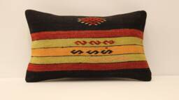 Bohemian Cushion Wool Pillow Sofa Bed Aztec Very Rare Kilim 12x20 Emroidered Throw 4Oef-350