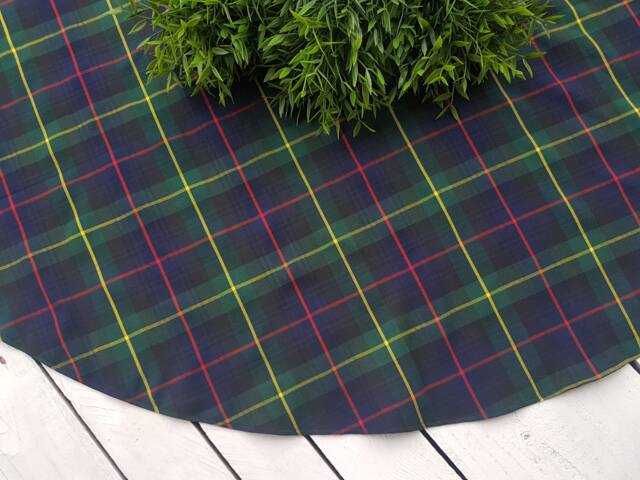 Navy Plaid Tree Skirt, Tartan Tree Red Christmas Skirt - image 1