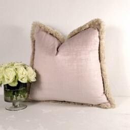 Ochre Blue Red Pink Velvet Cushion Cover Square Mustard Navy Brush Fringe Scatter Throws - thumbnail 4