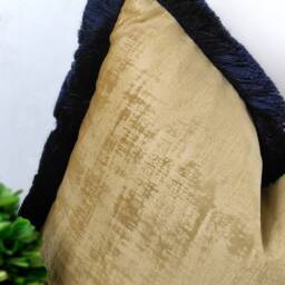 Ochre Blue Red Pink Velvet Cushion Cover Square Mustard Navy Brush Fringe Scatter Throws - thumbnail 3