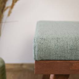 Handmade Mid-Century Modern Blue Ottoman Beech Wood Footstool - thumbnail 3