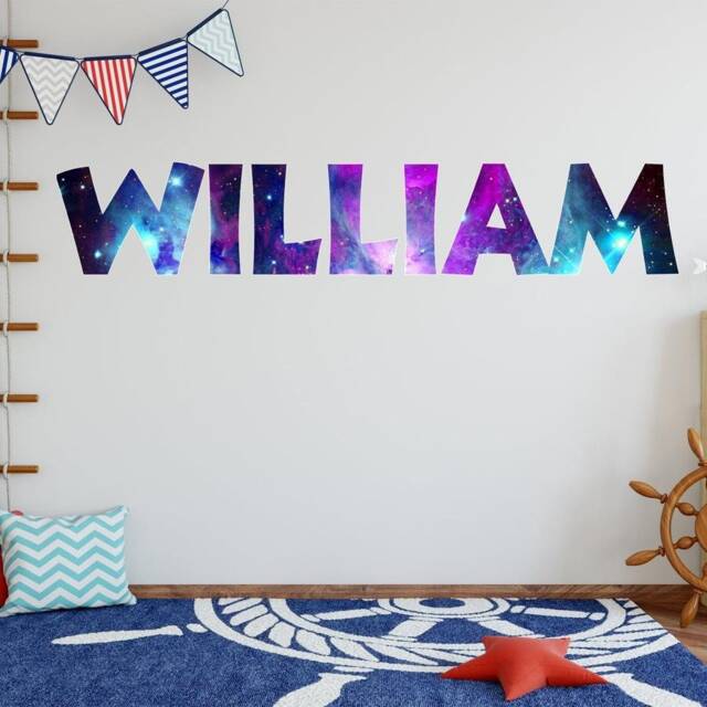 Galaxy Name Wall Decal - Sign Art Sticker Personalized Room Decor Outer Space Kids Art Vwaq-Gn4