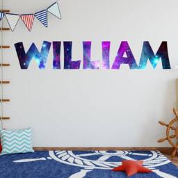Galaxy Name Wall Decal - Sign Art Sticker Personalized Room Decor Outer Space Kids Art Vwaq-Gn4